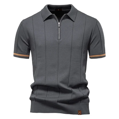 Ribbed Zip Polo