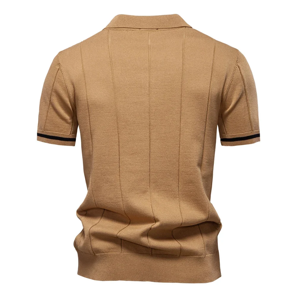 Ribbed Zip Polo
