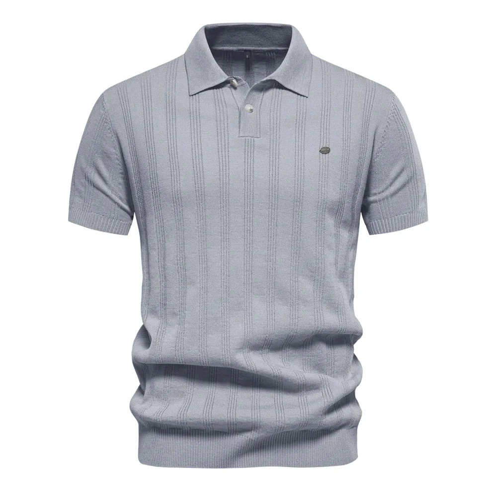 Textured Stripe Polo Shirt