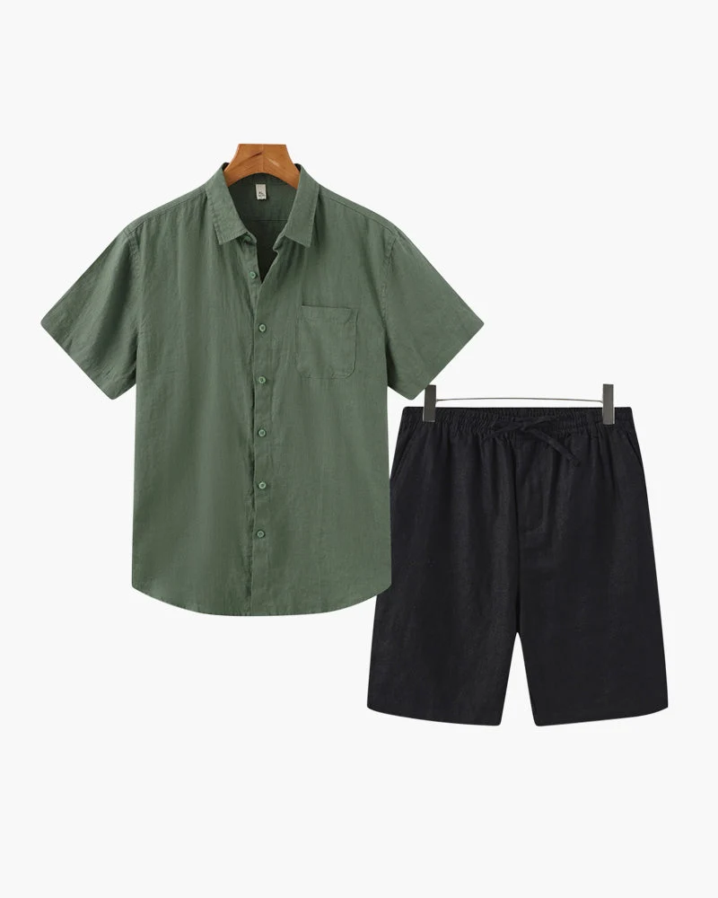 Linen Shirt and Shorts Set