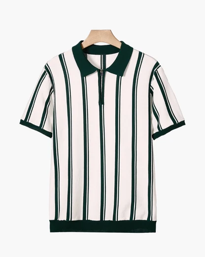 Striped Half-Zip Knit Polo