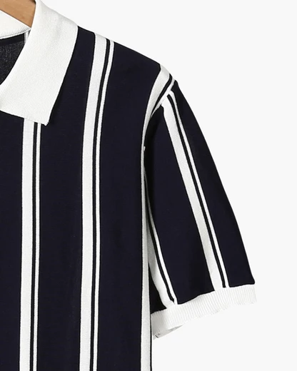 Striped Half-Zip Knit Polo