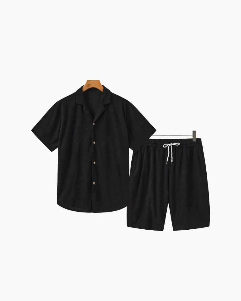 Corduroy Shirt and Shorts Set