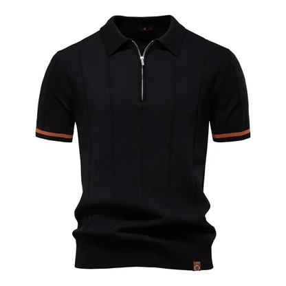 Ribbed Zip Polo