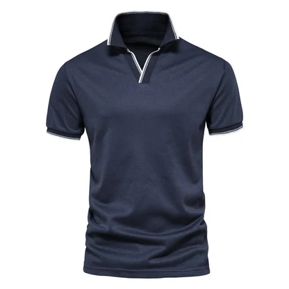 Cotton Blend V-Neck Polo