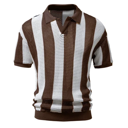 Open Weave Stripe Polo