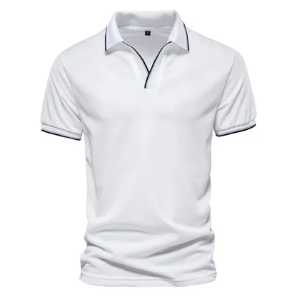 Cotton Blend V-Neck Polo