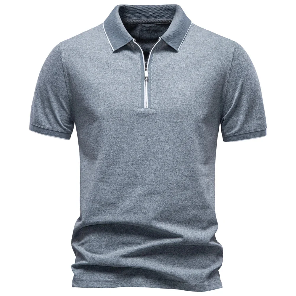 Zip Neck Cotton Polo