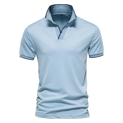 Cotton Blend V-Neck Polo