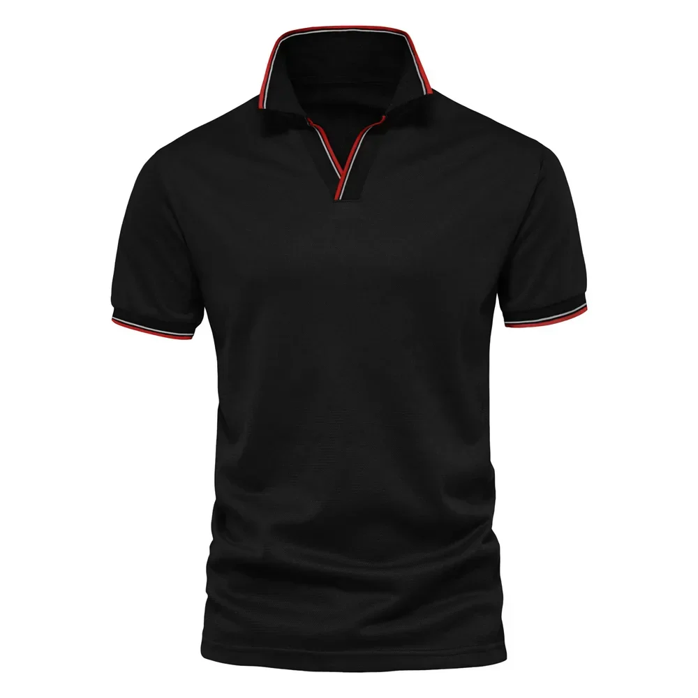 Cotton Blend V-Neck Polo
